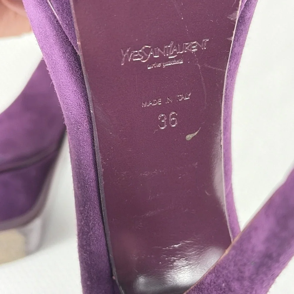 YVES SAINT LAURENT Tribute Two Suede Platform Pumps SZ 36 - Picture 8 of 10